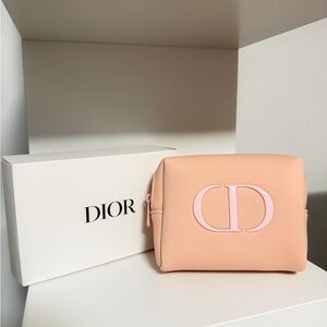 Dior Peach Cosmetic Pouch with Pink CD Logo